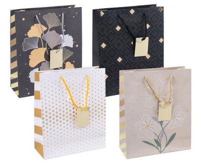 Ajándéktáska, zsinórfüles,  25x30x10cm, DONAU "Home", vegyes minta